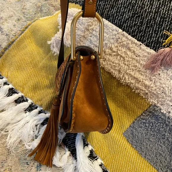Chloé Brown Suede Crossbody Bag with Tassel - Picture 15 of 16